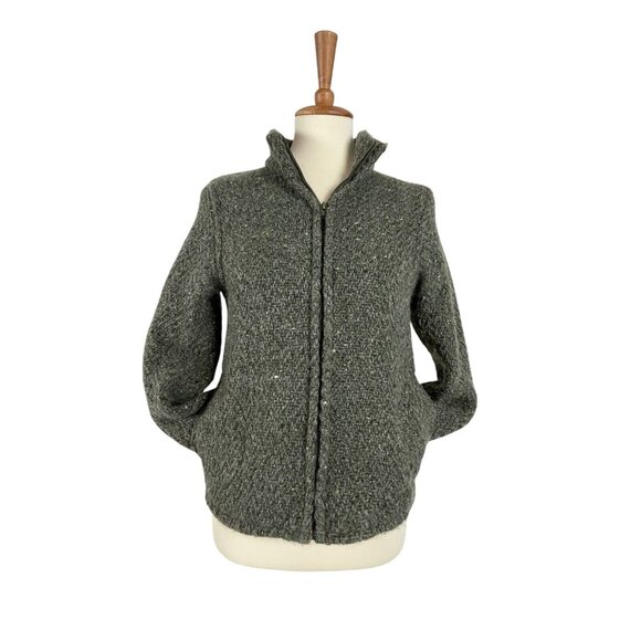 Branigan Weavers Sweaters - Branigan Weavers Sz S 100% Wool Full Zip Cardigan Ireland Green Pockets
